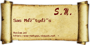 Sas Mátyás névjegykártya