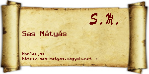 Sas Mátyás névjegykártya